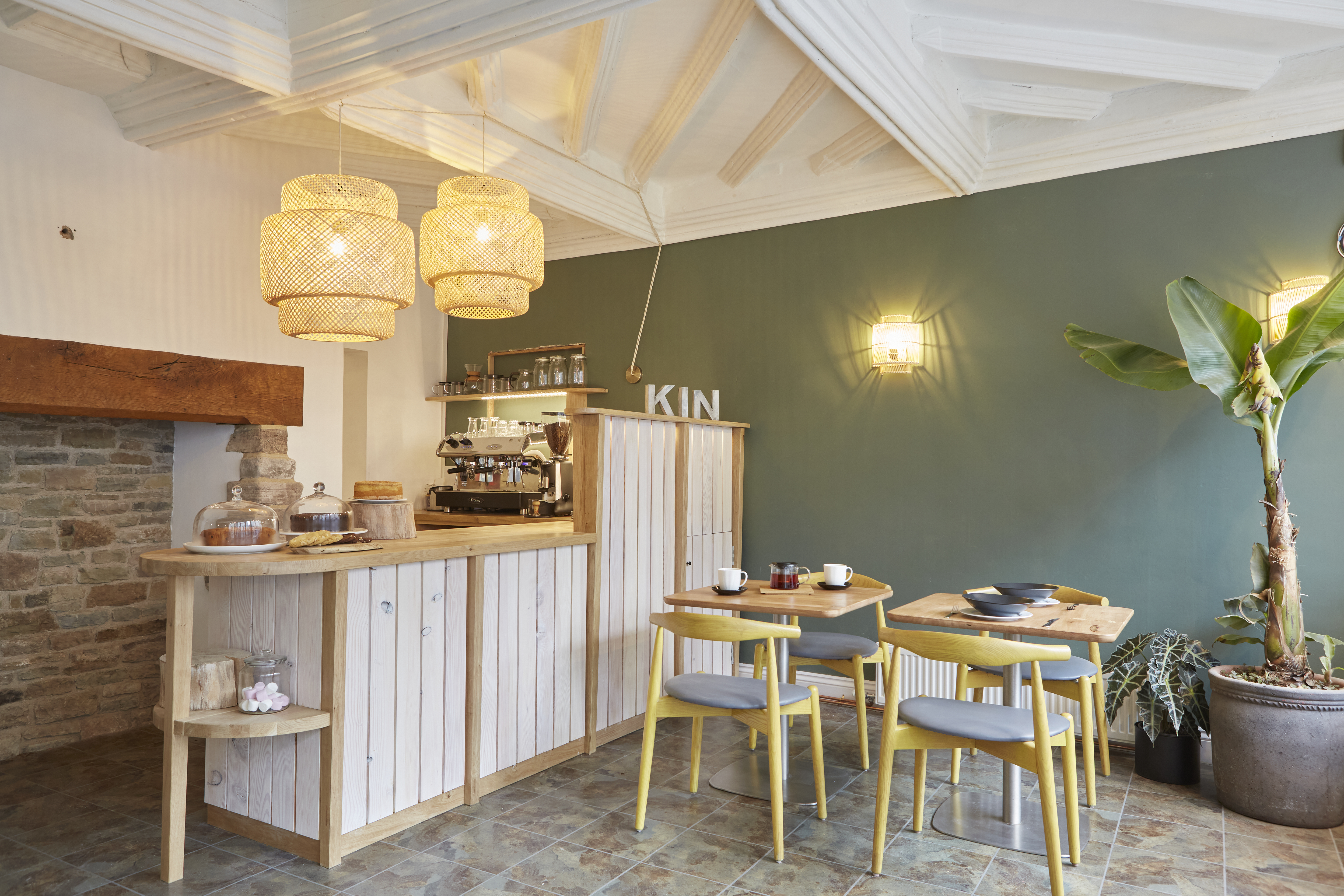 The front room of the cafe, showing the counter