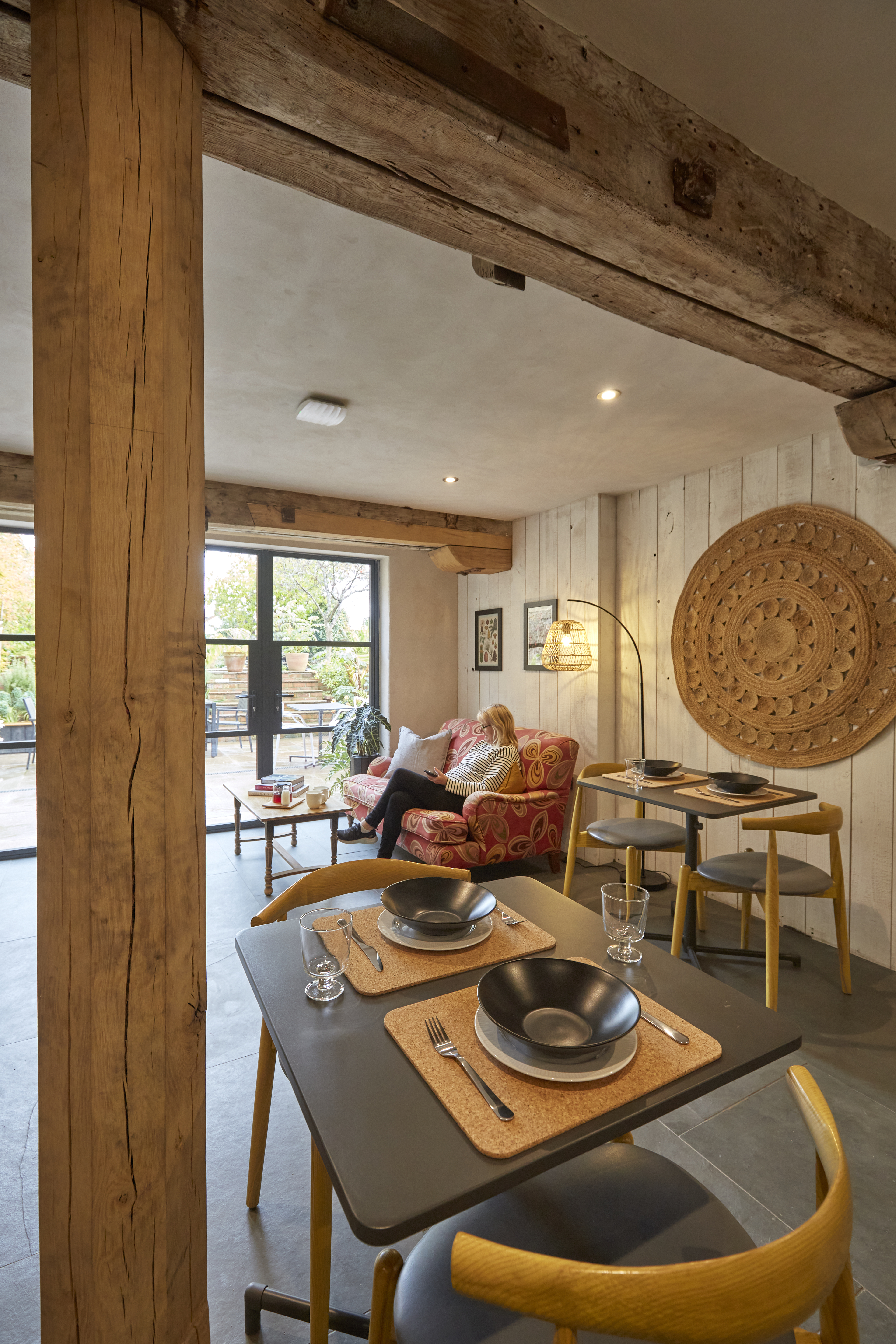 One of the cafe owners relaxing in the back room